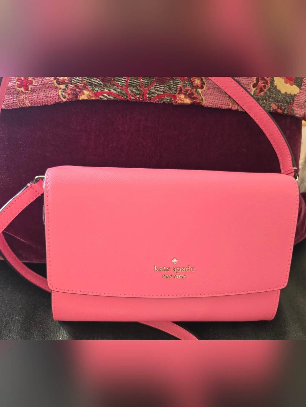Kate Spade New York Pink Saffiano Leather Crossbody Wallet NWOT